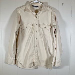 Vintage Woolrich casual button down cream flannel shirt mens size large USA made
